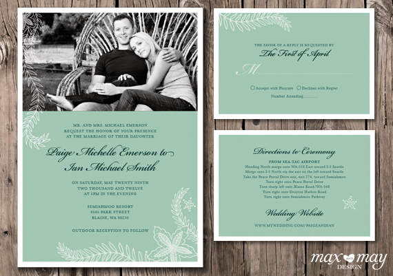 Garden wedding photo invitation rsvp and direction card